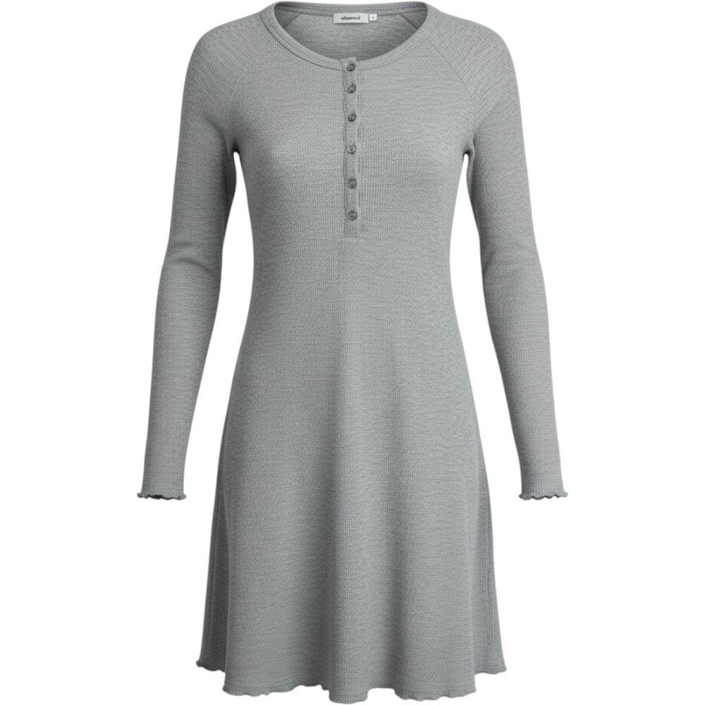 Abound Nordstrom Henley Dress Womens M S Ribbed Thermal Lettuce Edge Gray NWT